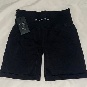 NVGTN Black Solid Seamless Shorts